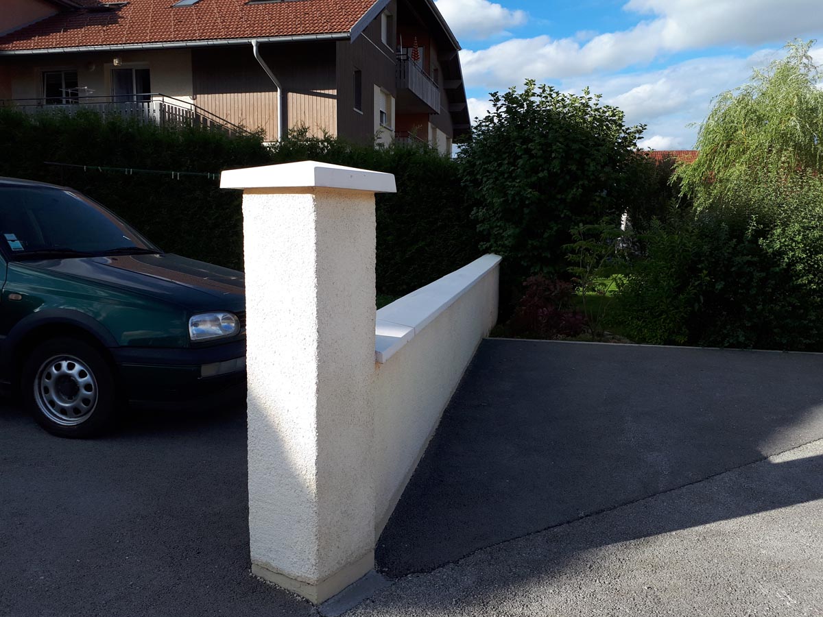 Couvertine deux pente, couvre-mur 1 m en pierre reconstituée béton