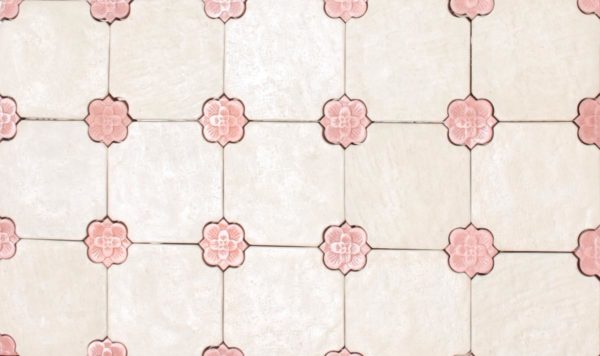 Dalle réplique ancienne Abbatiale, le 17-ème siècle, 4 cabochons fleurs – Image 4