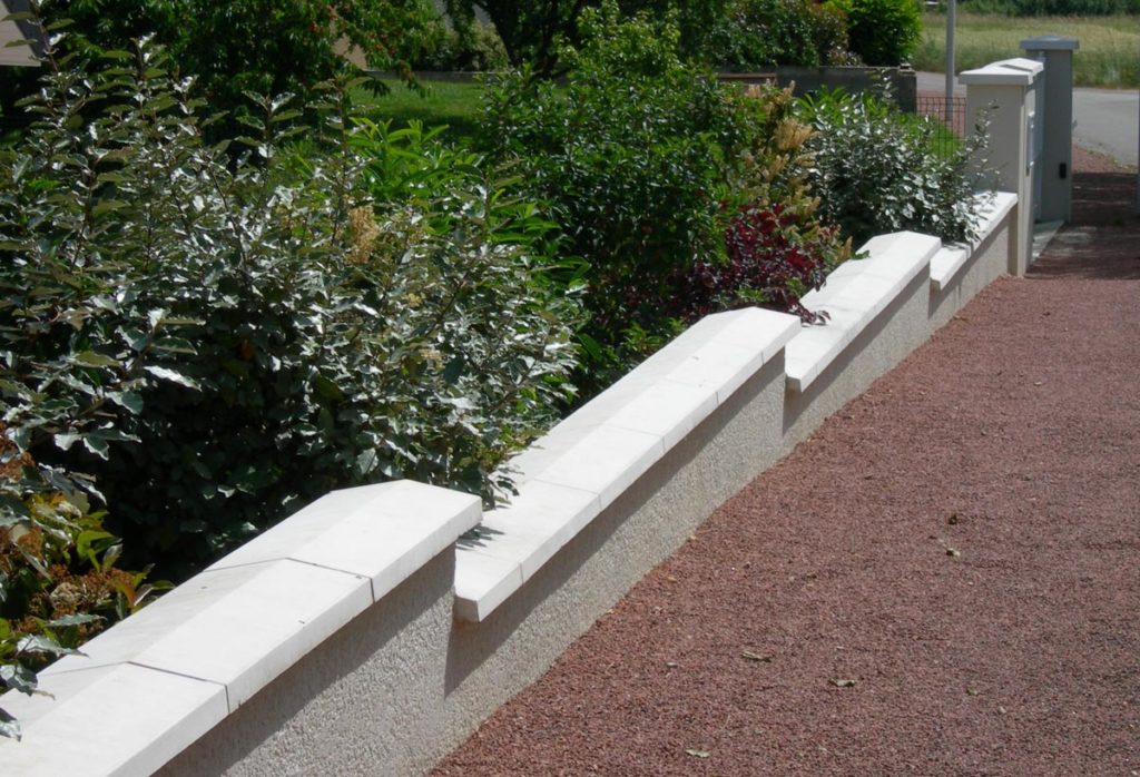 Couvertine deux pente, couvremur 1 m en pierre reconstituée béton