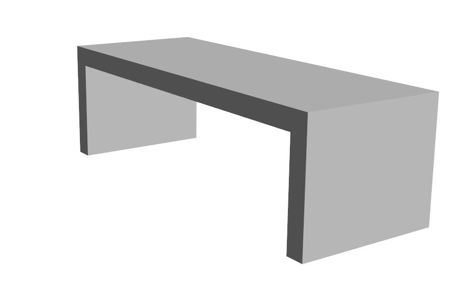 Table banc en U, modèle 3D, béton ou pierre reconstituée